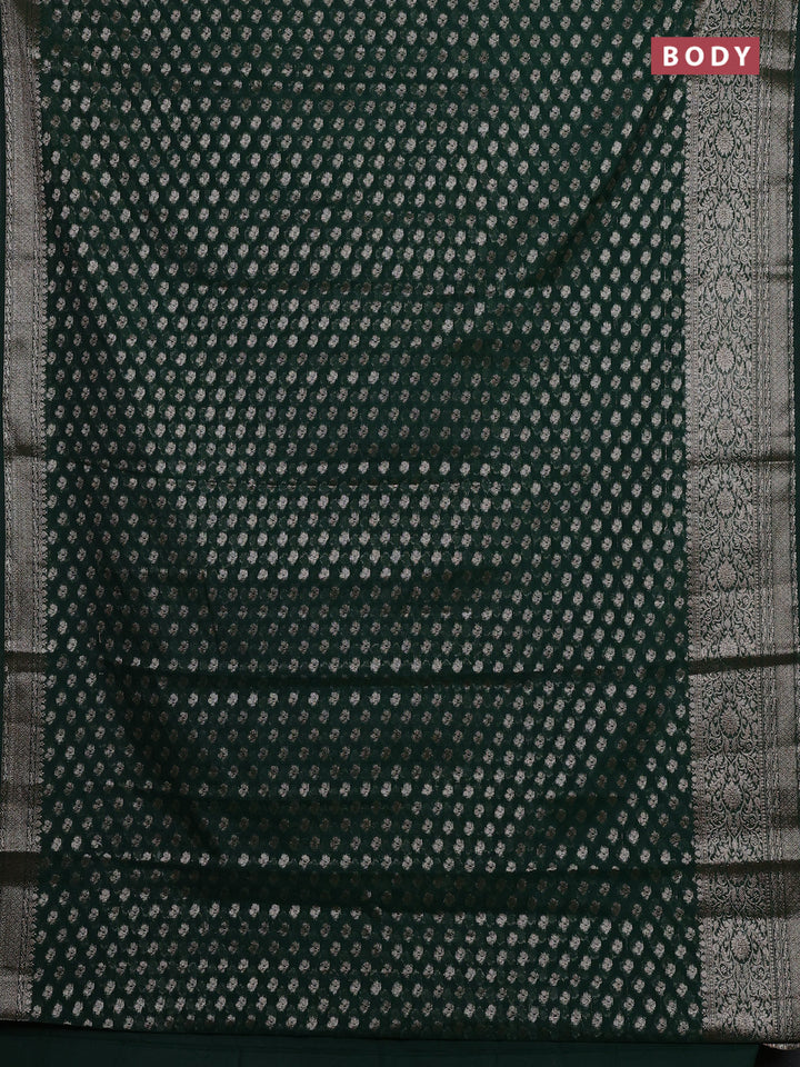 Bottle Green Semi Chiniya Silk Saree