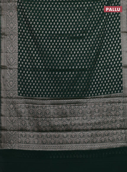 Bottle Green Semi Chiniya Silk Saree