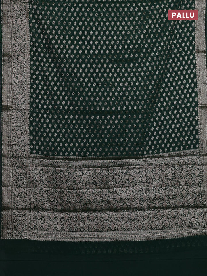 Bottle Green Semi Chiniya Silk Saree