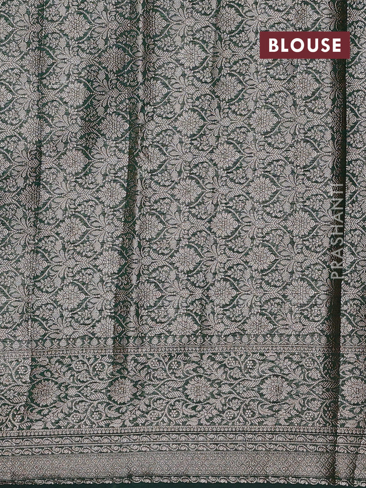Bottle Green Semi Chiniya Silk Saree