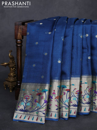 Peacock Blue Banarasi Kota Silk Saree