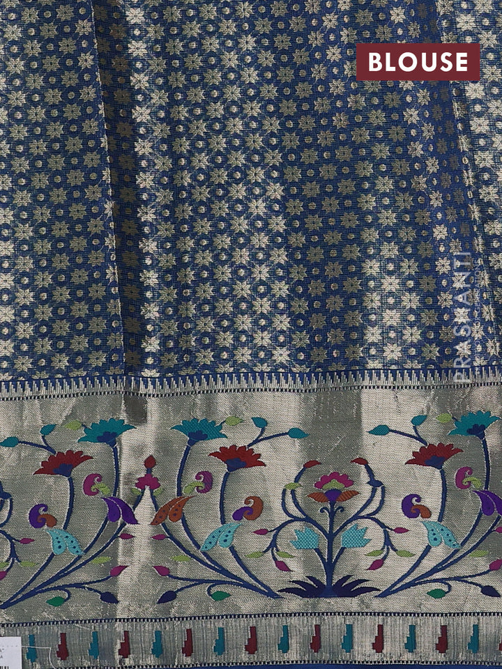 Peacock Blue Banarasi Kota Silk Saree