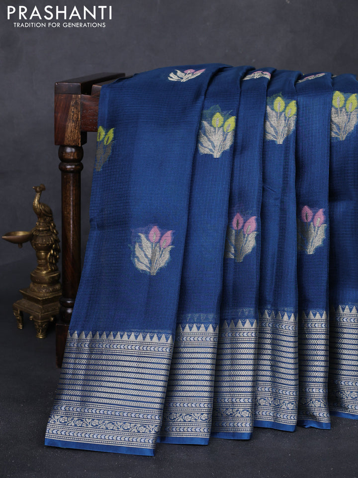 Peacock Blue Banarasi Kota Silk Saree