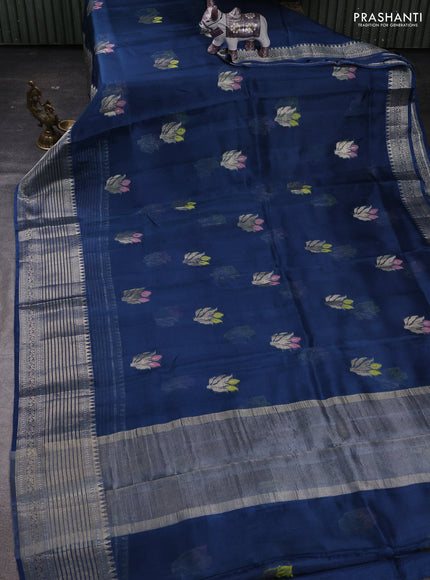 Peacock Blue Banarasi Kota Silk Saree