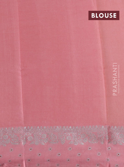 Pale Yellow & Peach Banarasi Kota Silk Saree