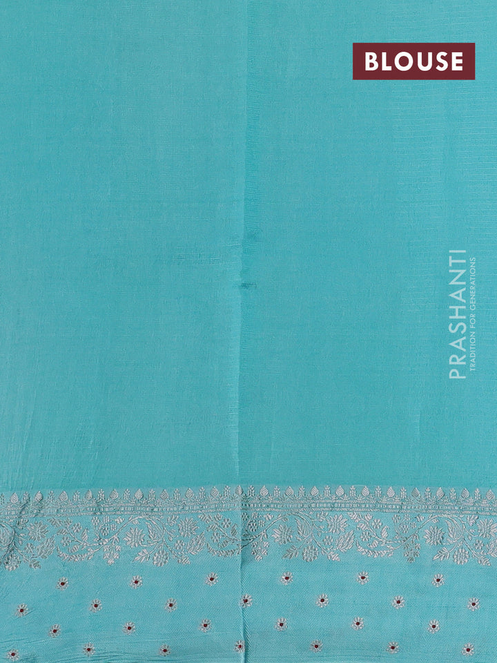 Peach & Teal Blue Banarasi Kota Silk Saree
