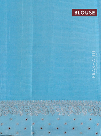 Lotus Pink & Sky Blue Banarasi Kota Silk Saree