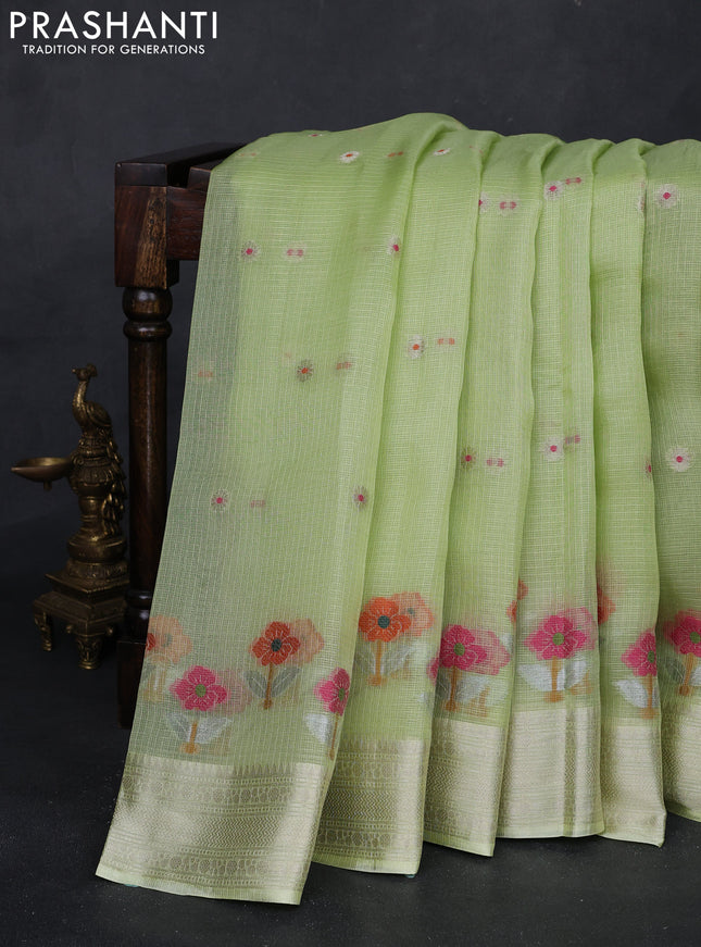 Pista Green Banarasi Kota Silk Saree