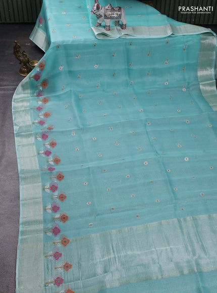 Teal Blue Banarasi Kota Silk Saree