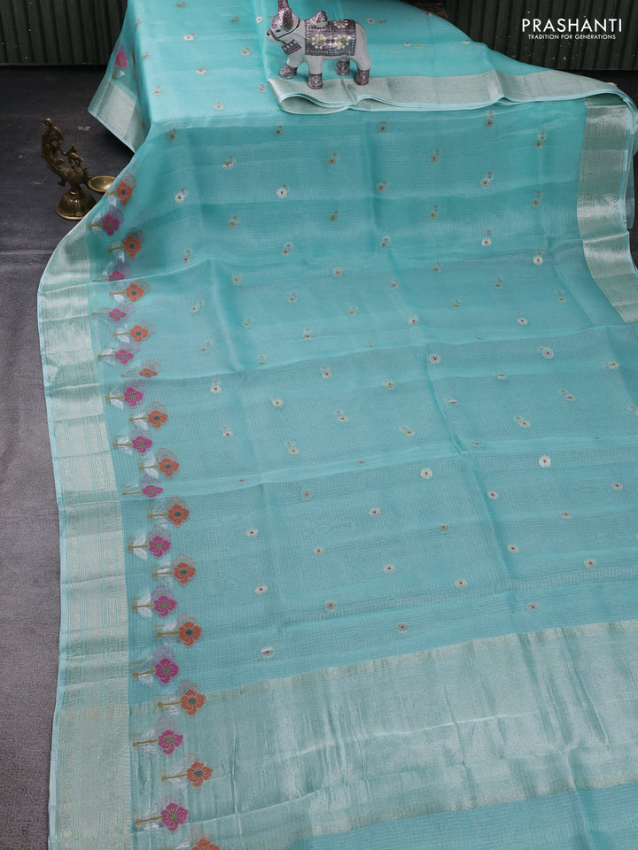 Teal Blue Banarasi Kota Silk Saree