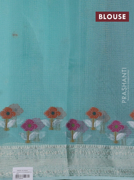 Teal Blue Banarasi Kota Silk Saree