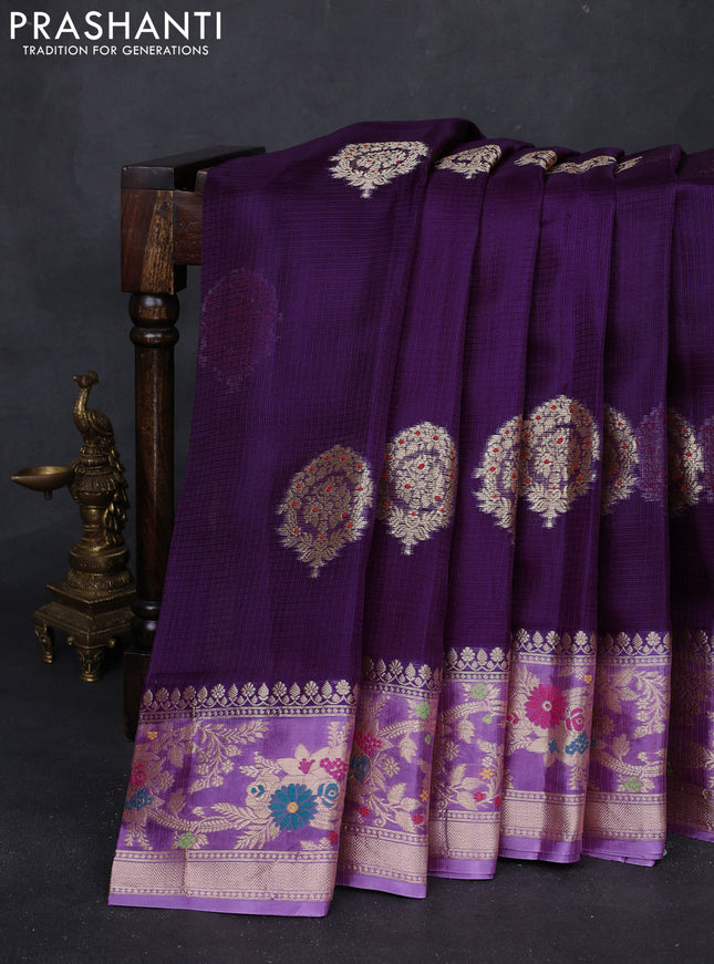 Purple & Lavender Banarasi Kota Silk Saree