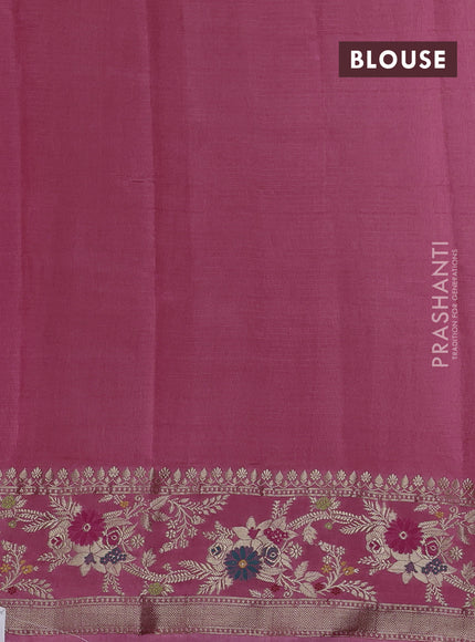 Magenta Pink & Peach Pink Banarasi Kota Silk Saree