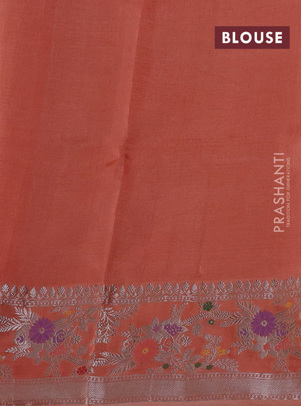 Lime Yellow & Orange Banarasi Kota Silk Saree