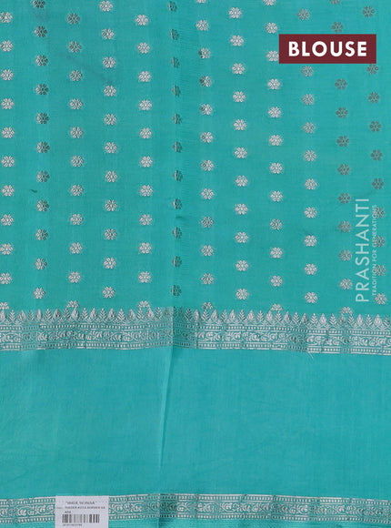 Peach & Teal Blue Banarasi Kota Silk Saree
