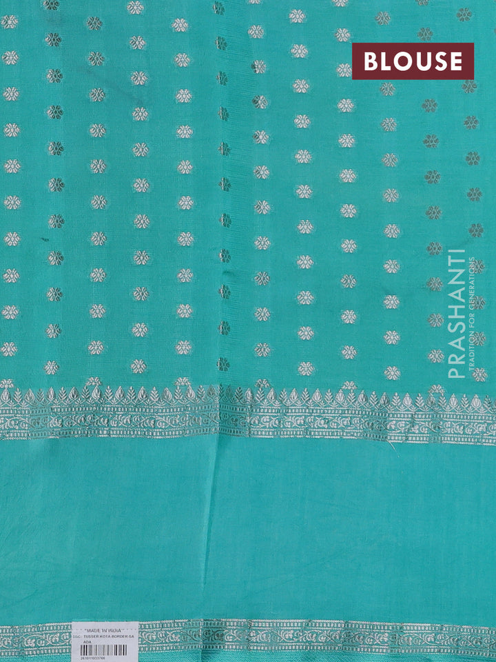 Peach & Teal Blue Banarasi Kota Silk Saree