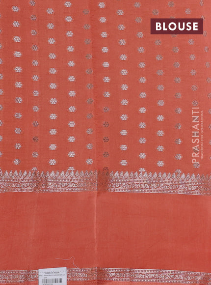 Pista Green & Orange Banarasi Kota Silk Saree