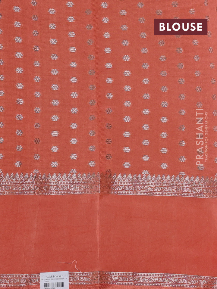 Pista Green & Orange Banarasi Kota Silk Saree