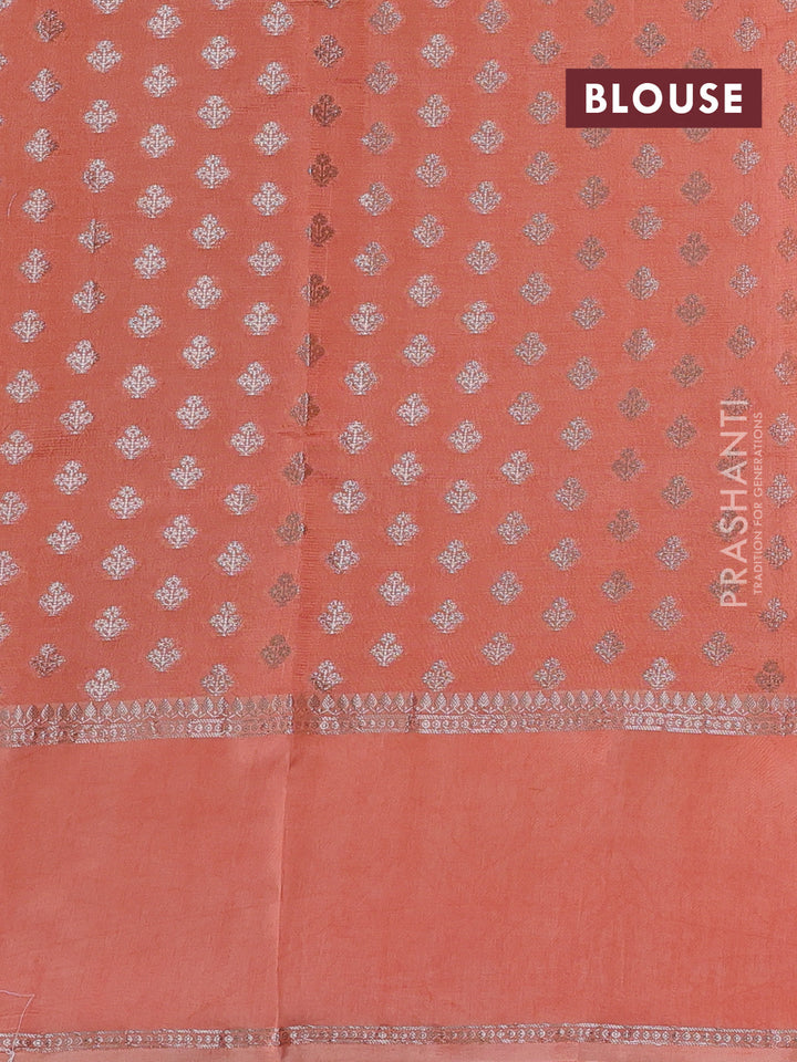 Pista Green & Orange Banarasi Kota Silk Saree