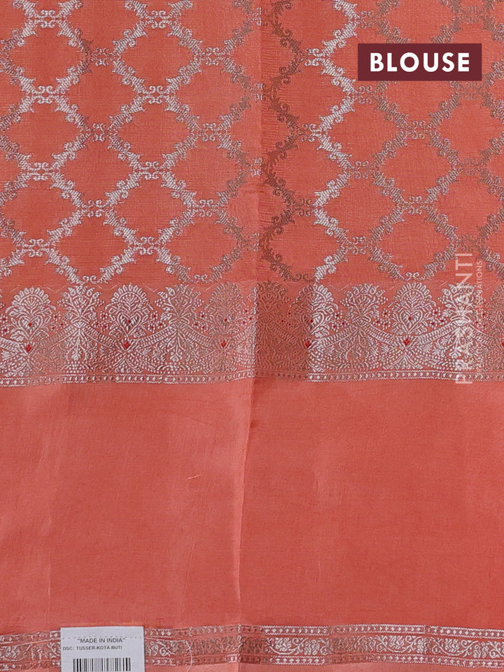 Pista Green & Orange Banarasi Kota Silk Saree