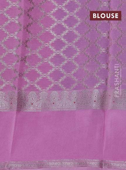 Teal Blue & Light Pink Banarasi Kota Silk Saree