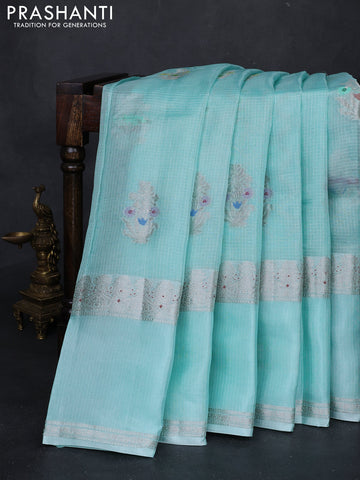 Teal Blue Banarasi Kota Silk Saree