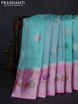 Teal Blue & Light Pink Banarasi Kota Silk Saree
