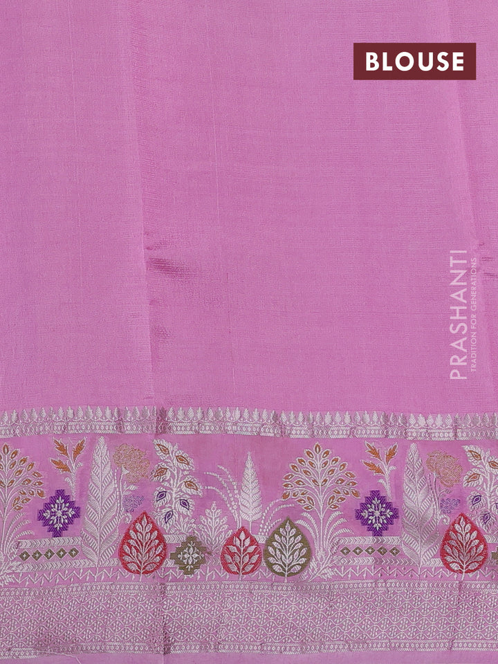 Teal Blue & Light Pink Banarasi Kota Silk Saree