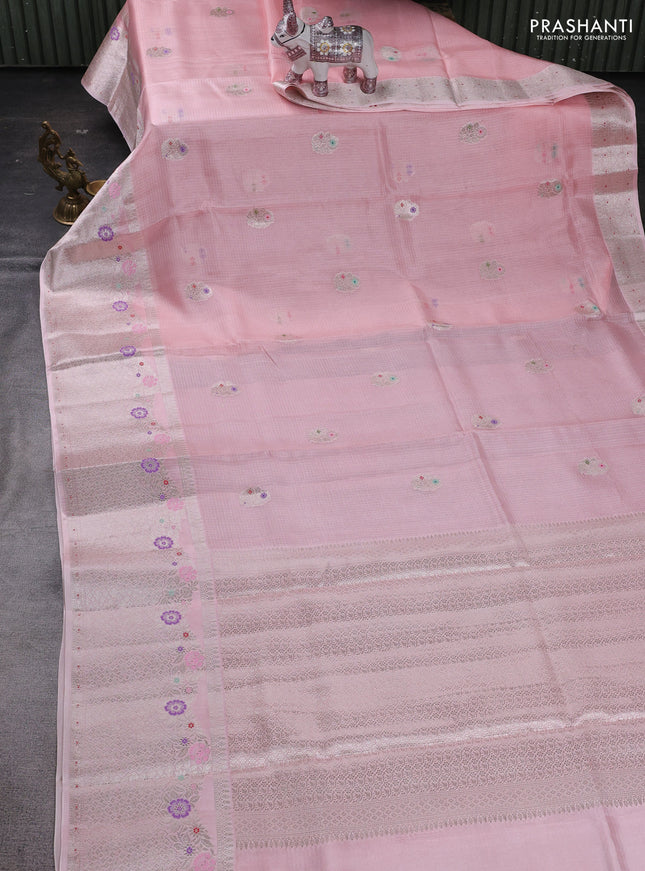 Peach  Banarasi Kota Silk Saree