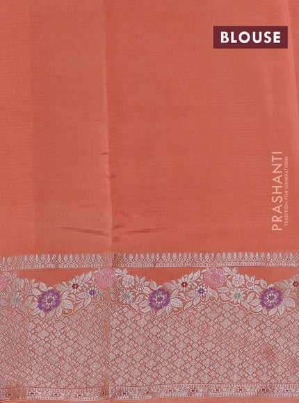 Pista Green & Orange Banarasi Kota Silk Saree