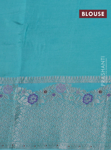 Peach  & Teal Blue Banarasi Kota Silk Saree