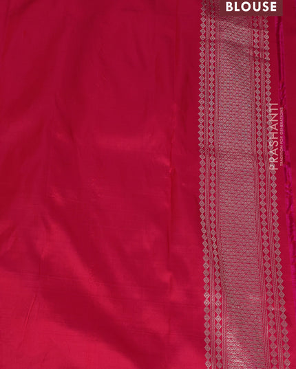 Banarasi katan tissue silk saree dual shade of pink with plain body and long temple design zari woven border