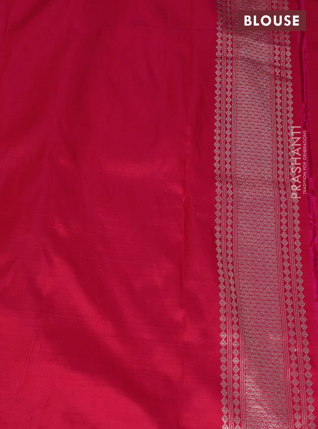 Banarasi katan tissue silk saree dual shade of pink with plain body and long temple design zari woven border