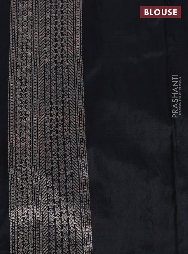 Banarasi katan tissue silk saree black with allover zari weaves and long thread & zari woven border