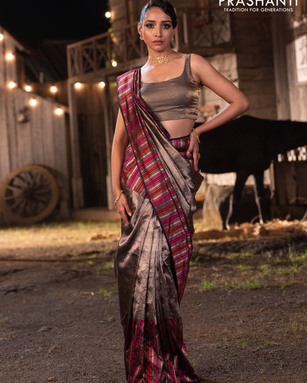 Banarasi katan tissue silk saree black with allover zari weaves and long thread & zari woven border