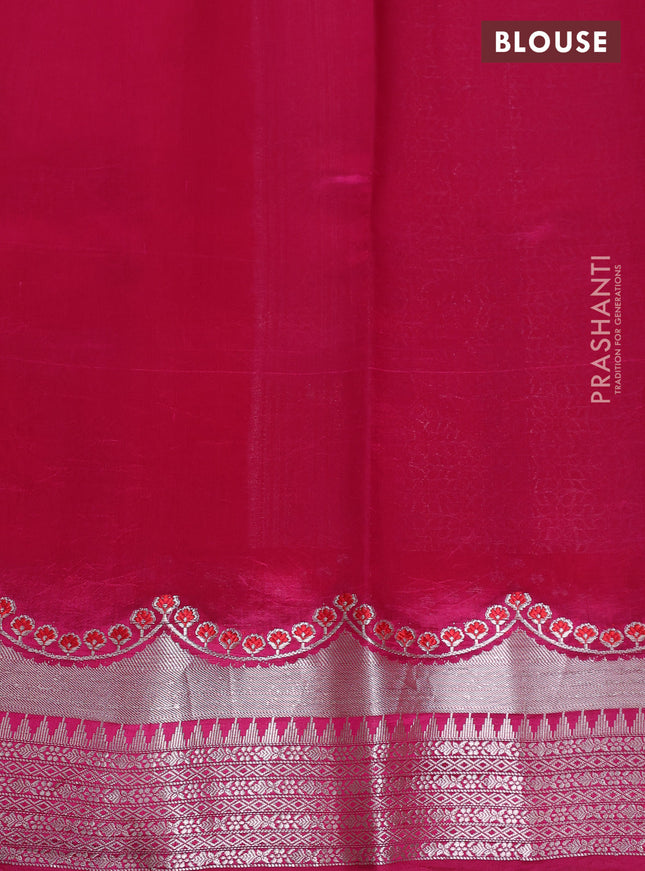 Banarasi poona silk saree orange and pink with allover zari weaves and zari woven border
