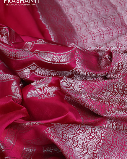 Banarasi poona silk saree pink and orange with zari weaves and zari woven border