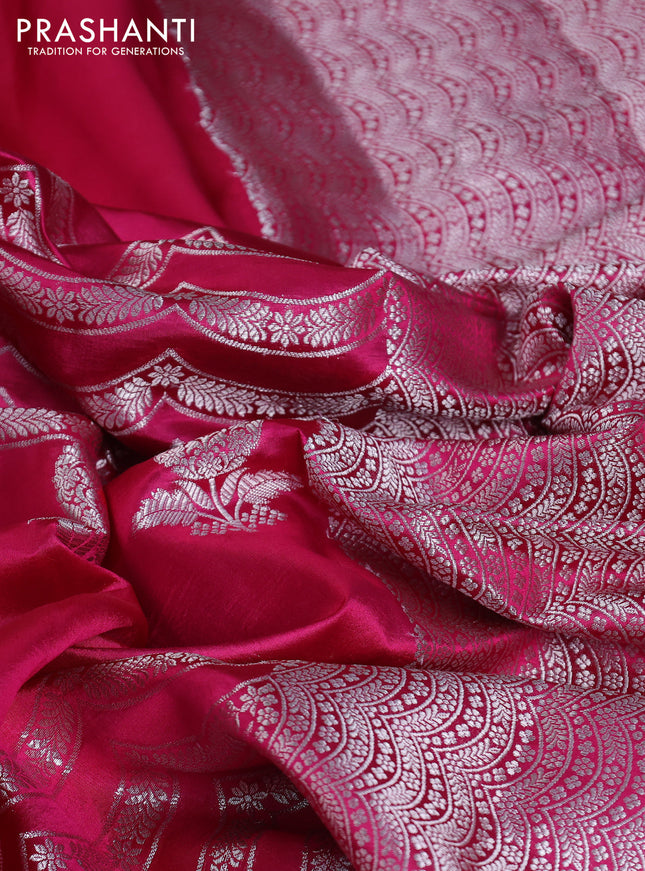 Banarasi poona silk saree pink and orange with zari weaves and zari woven border