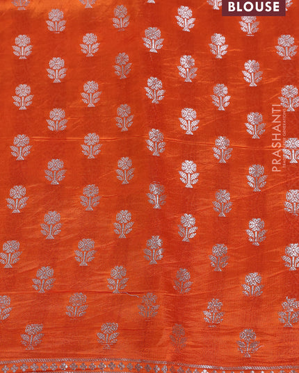 Banarasi poona silk saree pink and orange with zari weaves and zari woven border