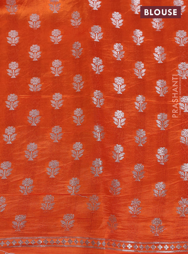 Banarasi poona silk saree pink and orange with zari weaves and zari woven border