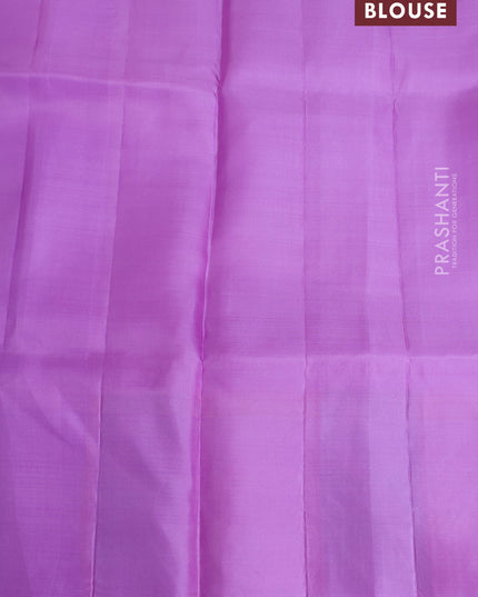 Pure kanchipuram silk saree lavender with allover zari woven brocade weaves and parrot design zari woven border