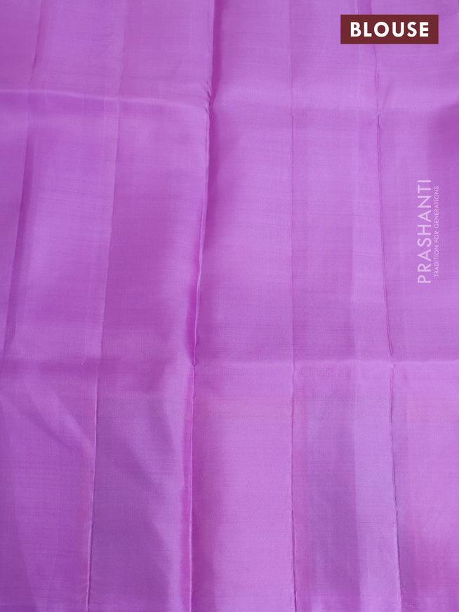 Pure kanchipuram silk saree lavender with allover zari woven brocade weaves and parrot design zari woven border