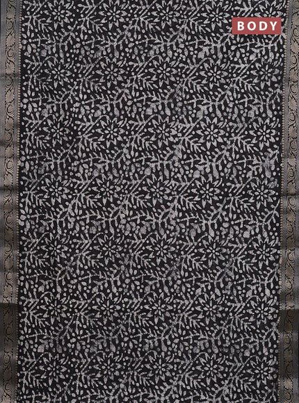 Maheshwari silk cotton saree deep coffee brown with allover batik prints and zari woven border