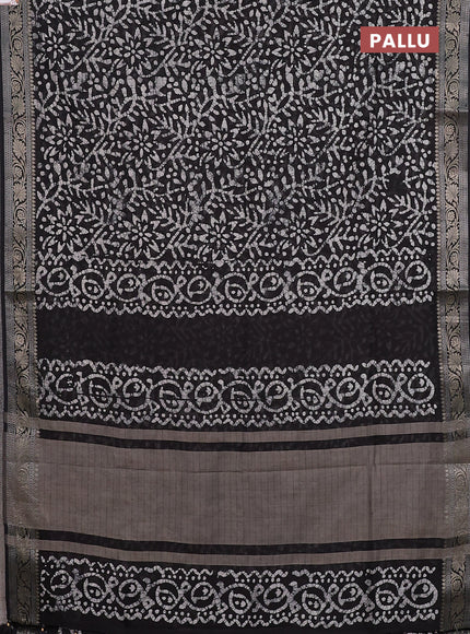 Maheshwari silk cotton saree deep coffee brown with allover batik prints and zari woven border