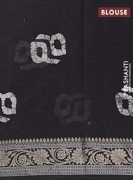 Maheshwari silk cotton saree deep coffee brown with allover batik prints and zari woven border