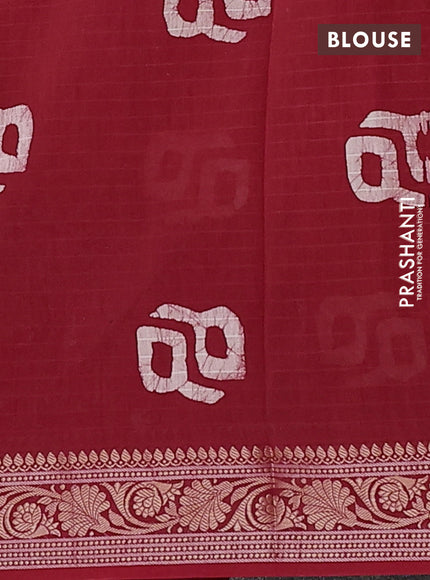 Maheshwari silk cotton saree maroon with allover batik prints and zari woven border