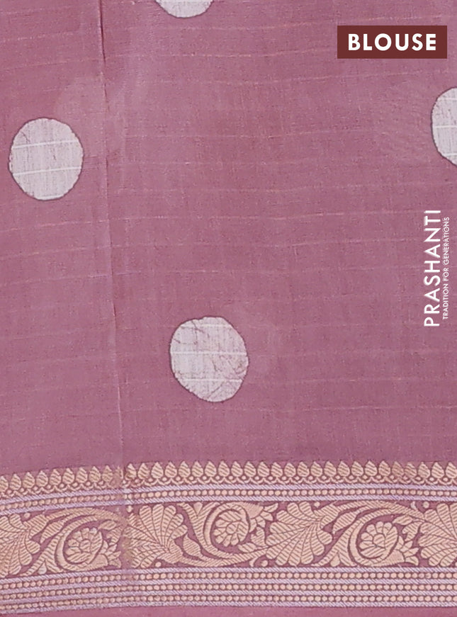 Maheshwari silk cotton saree mauve pink with allover batik prints and zari woven border