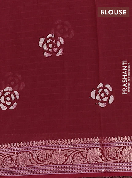 Maheshwari silk cotton saree maroon with allover batik prints and zari woven border