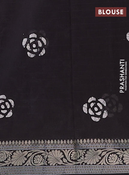 Maheshwari silk cotton saree deep coffee brown with allover batik prints and zari woven border