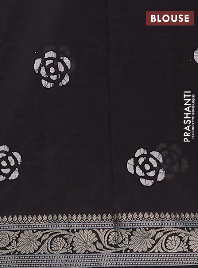 Maheshwari silk cotton saree deep coffee brown with allover batik prints and zari woven border